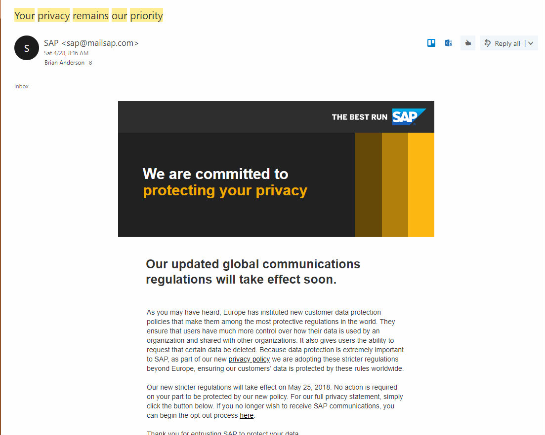 SAP email