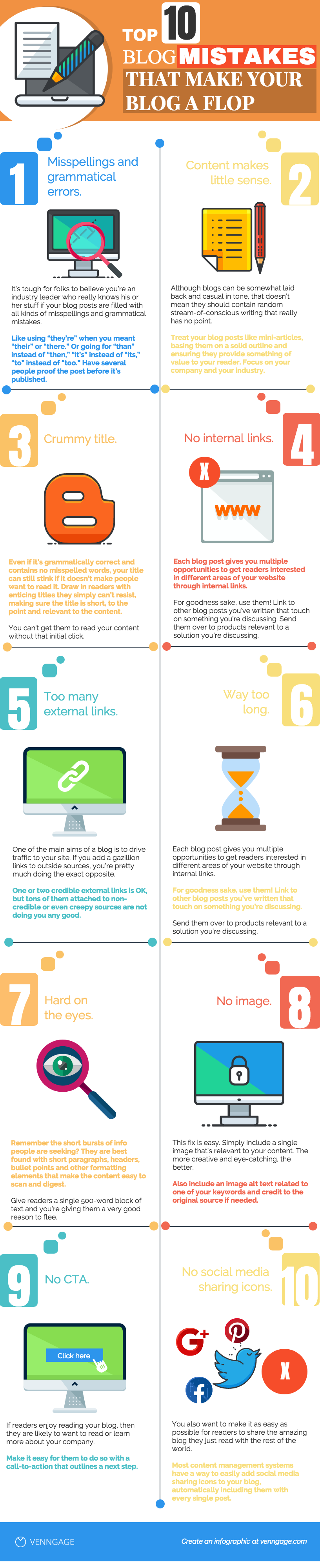 Top 10 blog mistakes that make your blog a flop Venngage Infographic