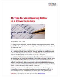 Tips for Accelerating Sales in a Down Economy