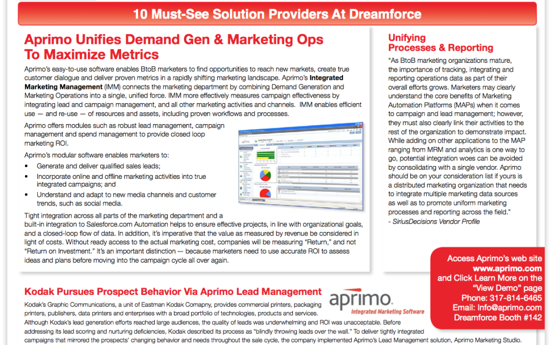 Dreamforce 2011 Sneak Peak: Marketing Automation Vendors Take Center Stage