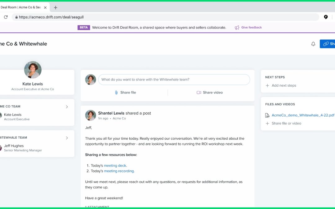 Drift Introduces Drift Deal Room To Streamline Collaboration Between Buyers & Sellers