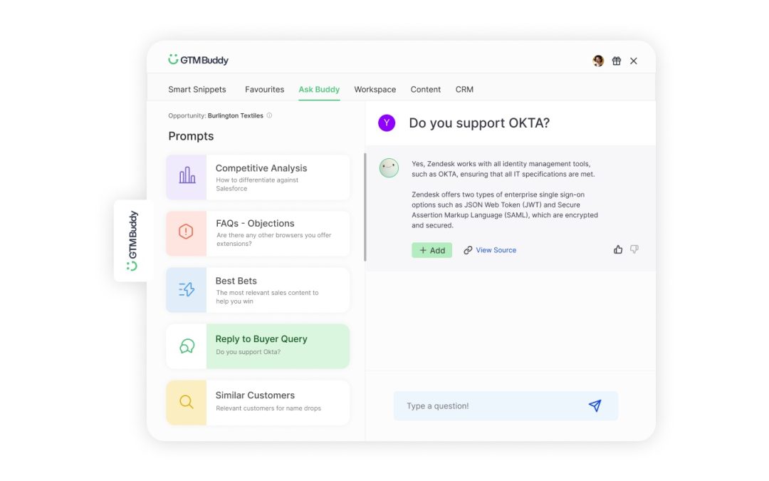 GTM Buddy Releases Generative AI-Powered Selling Platform, Ask Buddy