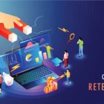Isometric design for Customer Retention, miniature people shopping online, shopper attract potential buyers through providing best deals E Business and Marketing idea.
