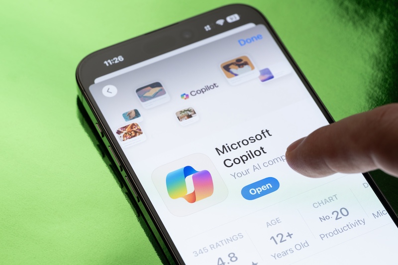 Opening Microsoft Copilot app on smartphone