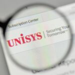 Milan, Italy November 1, 2017: Unisys logo on the website homepage.