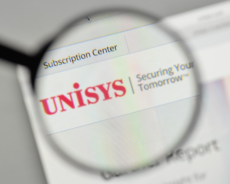 Milan, Italy November 1, 2017: Unisys logo on the website homepage.