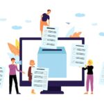 Online polling or survey concept with people flat vector illustration isolated.