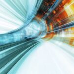 Abstract technology background with a focus on innovative business solutions, showcasing a dynamic blend of digital tools, data analytics, and strategic planning to drive efficiency, productivity