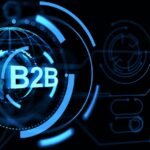 Digital B2B Network Concept with Futuristic Interface. 3D Rendering