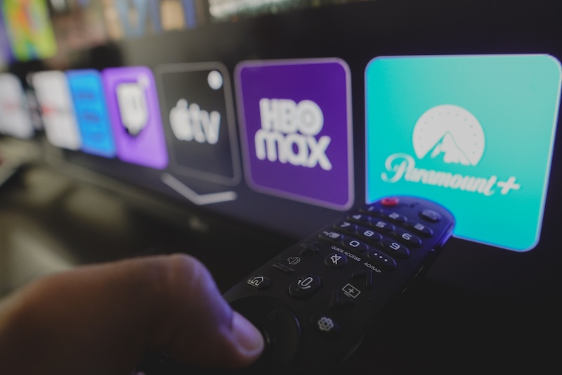 January 8, 2024, Brazil. In this photo illustration the Paramount Plus, HBO Max and Apple TV logo is displayed on a TV screen.