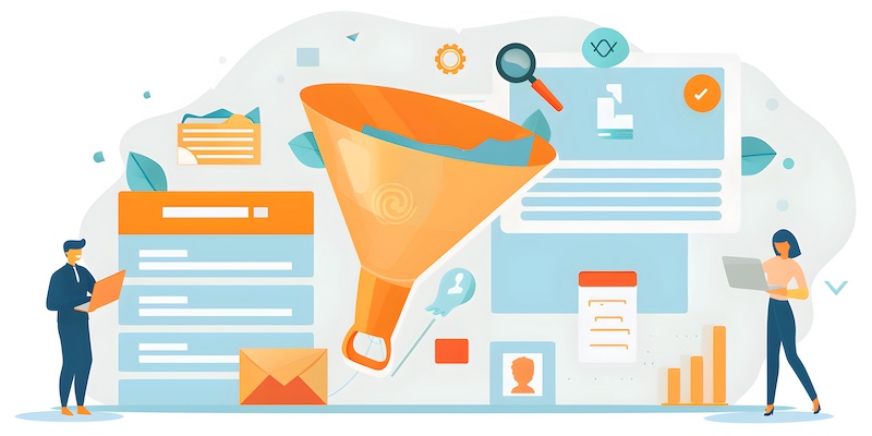 Marketing Funnel Visualization on Laptop