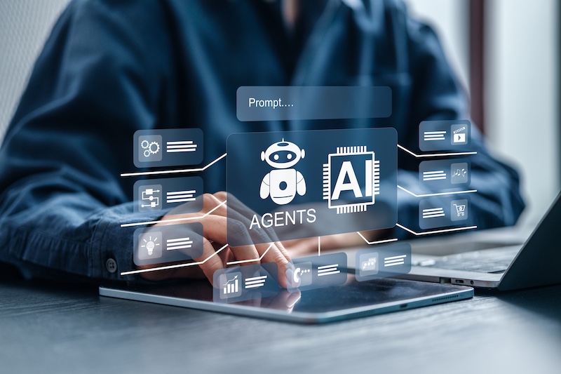 AI Agents Businessmen use AI platforms with AI Agents to create content, chat, and help provide ideas to improve their organization or company to increase sales, etc.