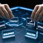 Enhance your project with this dynamic composition strategy planning and development concepts that symbolize progress and analysis in business