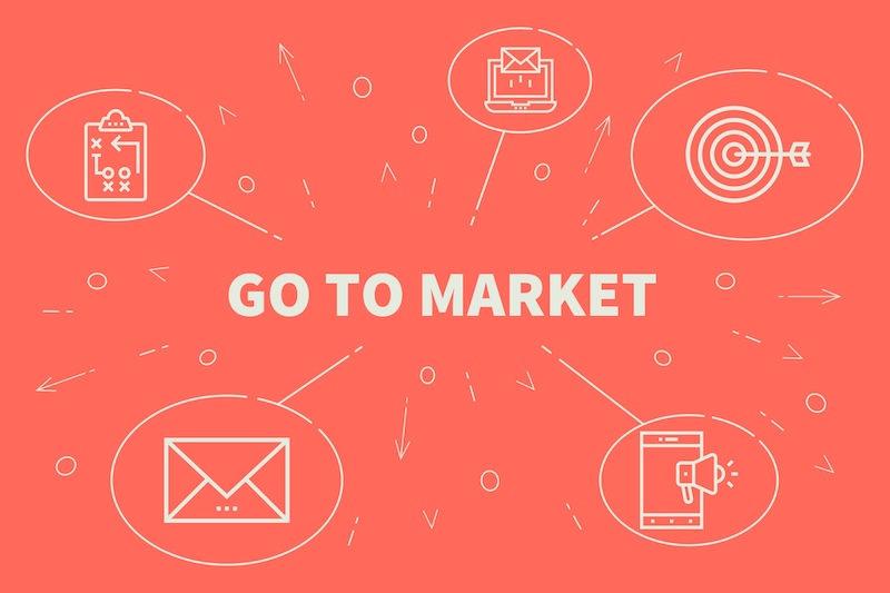 Conceptual business illustration with the words go to market