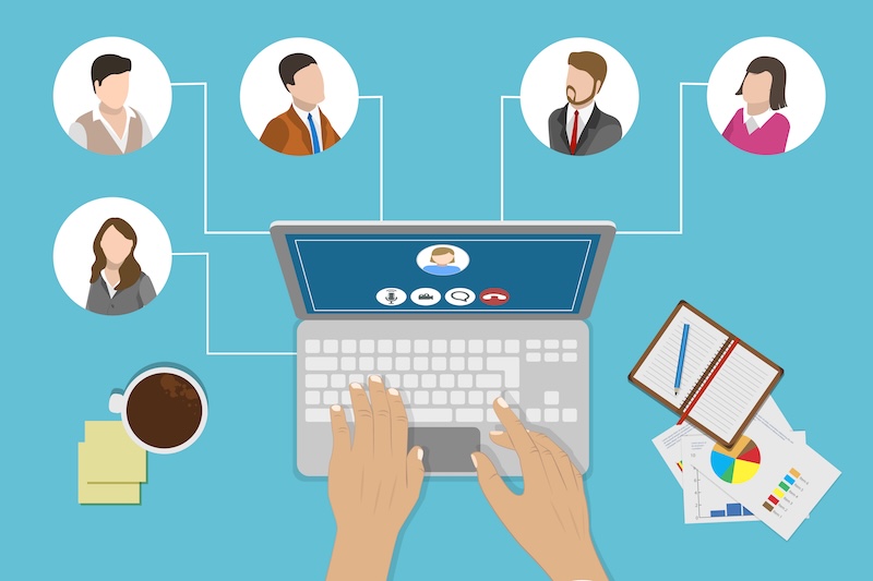 Flat Vector Conceptual Illustration of Remote Work