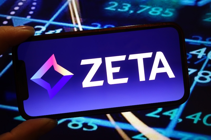 Konskie, Poland February 14, 2025: Zeta Global company logo displayed on mobile phone