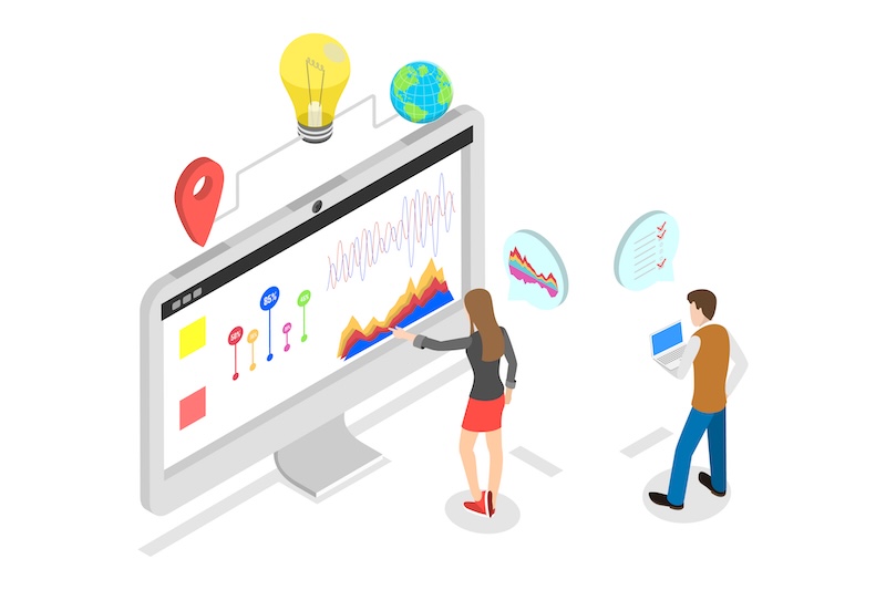 Madison Logic 3D Isometric Flat Conceptual Illustration of Digital Marketing Plan
