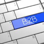 B2B, business to business modern computer keyboard 3D illustration