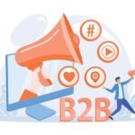 B2B marketing. Business collaboration, SMM, Internet notification. Online promotional campaign flat design element. Social media network ads. flat vector modern illustration