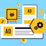 AI Digital Mary Gabrielyan AI driven ad automation improves ads placement precision and audience targeting while reducing manual work and boosting campaign performance. AI in programmatic advertising Vector illustration