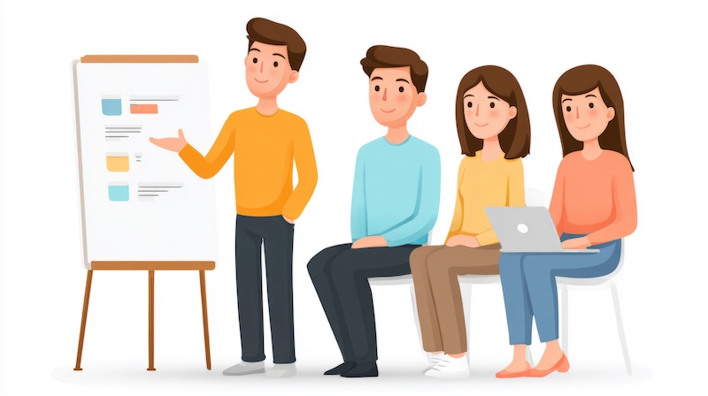 Leadership & Culture B2BMX 2026 B2b interaction scene in tech startup meeting for business presentation and collaboration