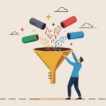 Marketing funnel concept with data input