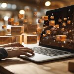 hands using laptop computer on the screen with electronic