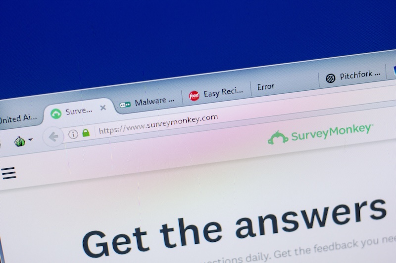 Ryazan, Russia May 13, 2018: SurveyMonkey website on the display of PC, url SurveyMonkey.com.