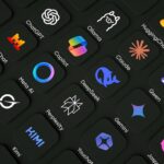 AI visibility B2B Buyers Illustration of ChatGPT, Gemini, DeepSeek, Copilot, meta AI, Claude, Grok, Kimi, Qwen, Notion, Jasper, Perplexity, You chat... on dark background