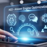 Conductor Introduces AgentStack AEO Answer Engine Optimization Hologram Interface With AI Icons on Digital Tablet