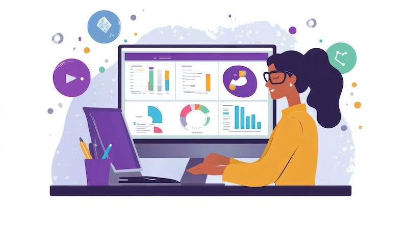 Decision Confidence Index from Haus A marketer using customer segmentation tools, reviewing demographic data and insights, digital marketing environment