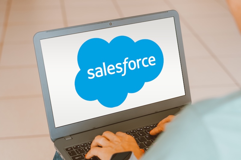 Salesforce Agentforce Operations In this photo illustration, the Salesforce logo is seen displayed on a laptop screen.
