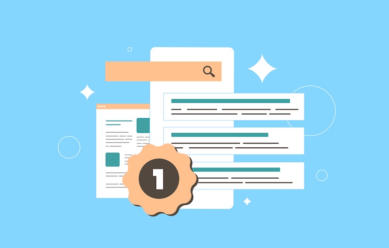 Jasper Launches End-to-End AI Search Optimization Search ranking and featured snippets in AI powered search with zero click results. Programmatic SEO strategy and top position in SGE environment. Clean wide search ranking flat vector illustration