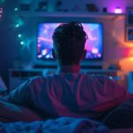WunderKIND Ads Releases First Benchmarks for Programmatic CTV Pause Ads Man lounging on a couch in a living room, enjoying a movie playing on a smart TV.