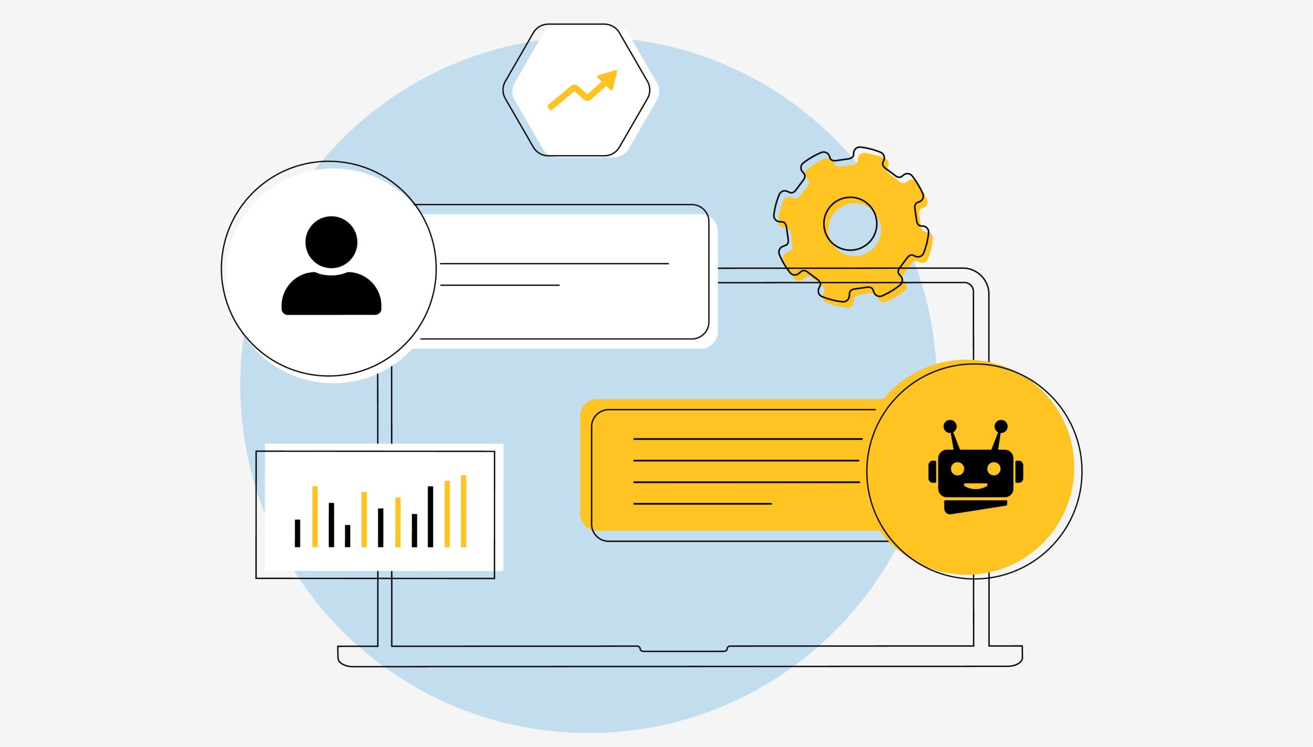 Zig.ai Chatbot Marketing ai agents for Lead Generation. Implement chatbots to engage visitors and generate leads through conversations. Chatbot gathering user info and qualifying leads vector illustration